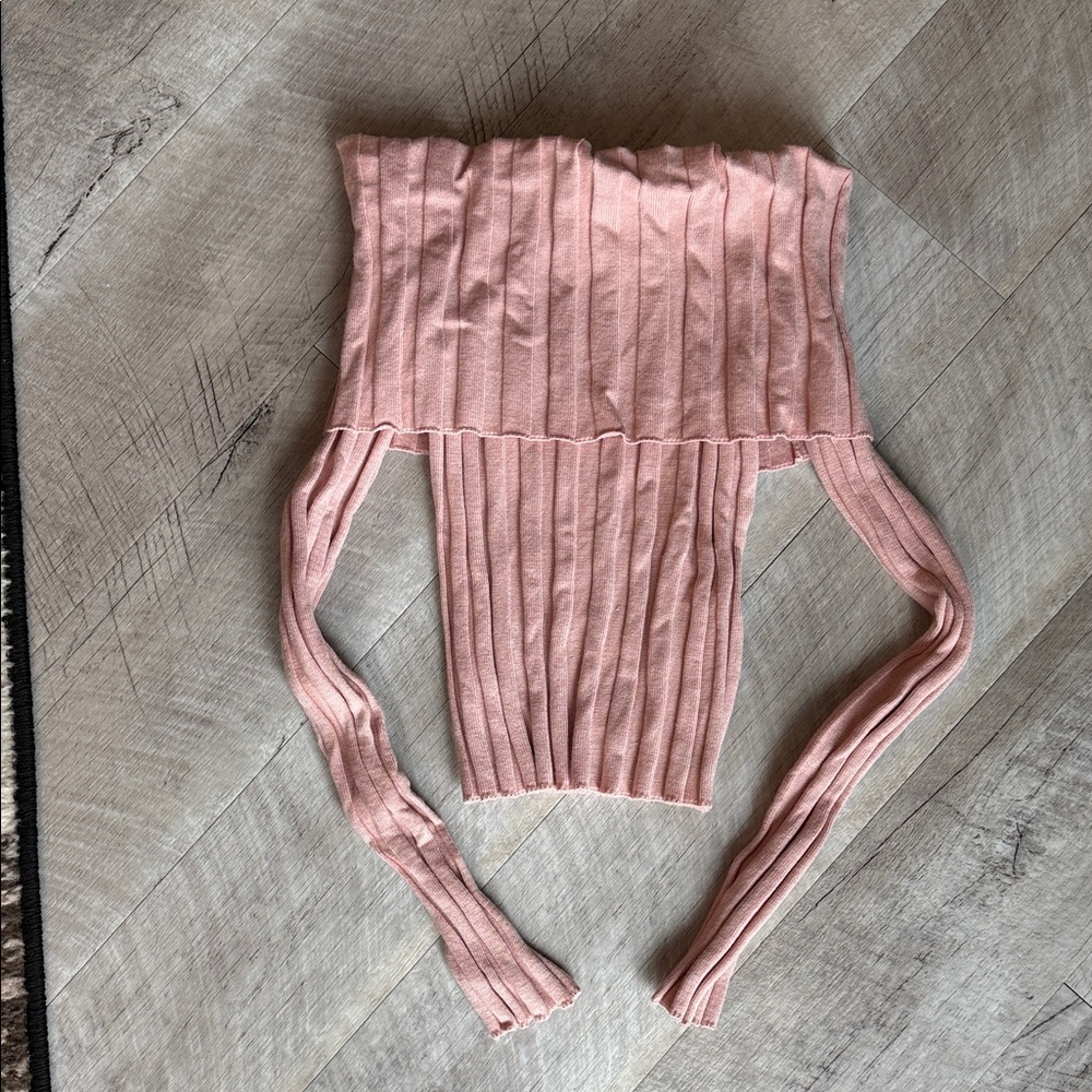 Zara Pink Ribbed Off-Shoulder Top